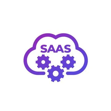 Saas icon with cloud, vector Stock Illustration