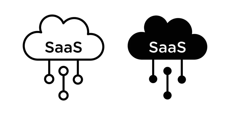 SaaS icon linear versions pack on white background 스톡 일러스트