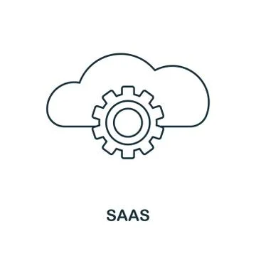 Saas icon outline style. Thin line design from fintech icons collection. Pixel Stock Illustration
