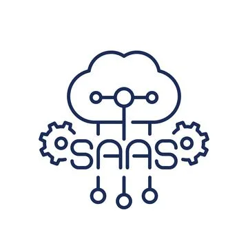 Saas icon, Software as a service line icon Stock Illustration