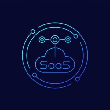 Saas icon, Software as a service linear design Stock-Illustration