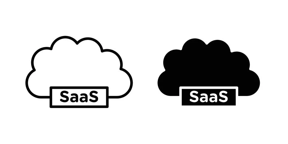 SaaS icon solid, line, and editable vector set. Stock Illustration