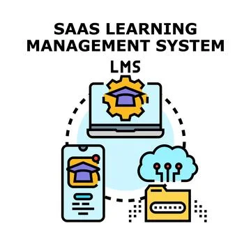 Saas learning management system concept for remote education Stock Illustration