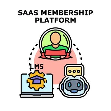Saas membership platform offering online learning and chatbot support Stock Illustration