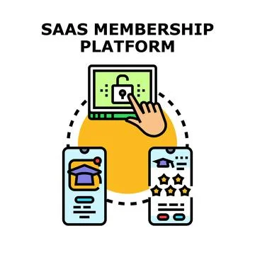 Saas membership platform providing digital access and online education Stock Illustration