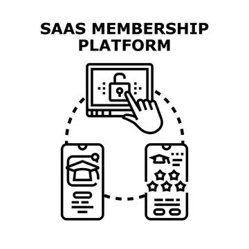 Saas membership platform providing digital access and online education Stock Illustration