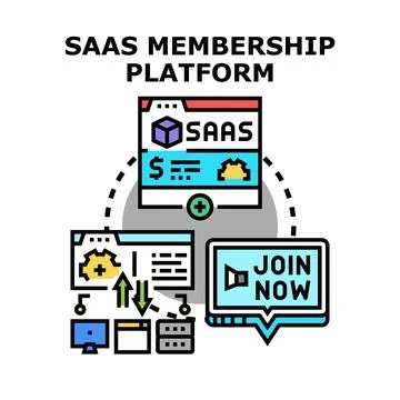 Saas membership platform subscription service illustration Stock Illustration