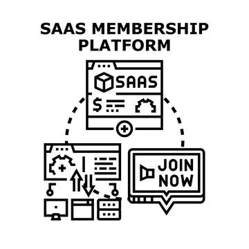Saas membership platform subscription service illustration Stock Illustration