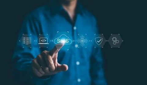 SaaS or software as a service concept. Stock Photos