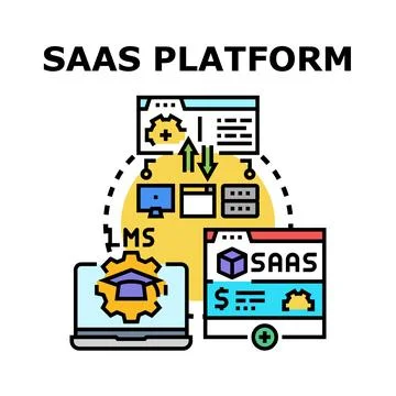 Saas platform concept offering digital subscription service Stock Illustration