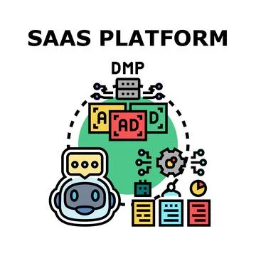 Saas platform developing advanced marketing technology solution Stock Illustration