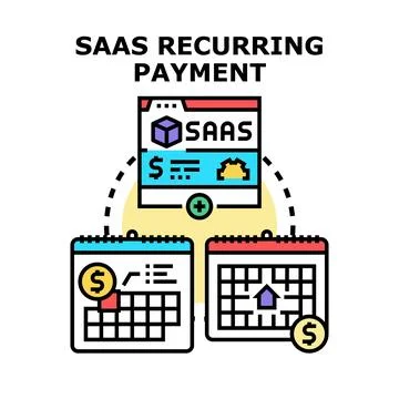 Saas recurring payment billing subscription schedule managing Stock Illustration