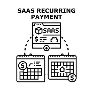 Saas recurring payment billing subscription schedule managing Stock Illustration