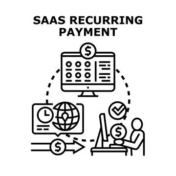 Saas recurring payment online subscription service cycle Stock Illustration