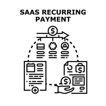 Saas recurring payment service subscription model concept Stock Illustration