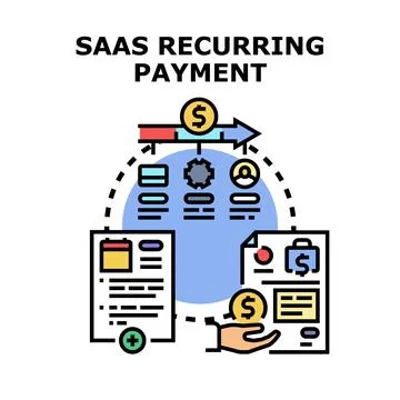 Saas recurring payment service subscription model concept Stock Illustration