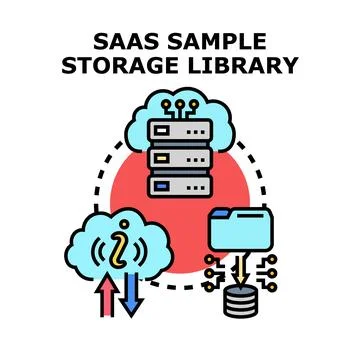 Saas sample storage library cloud computing concept Stockillustratie