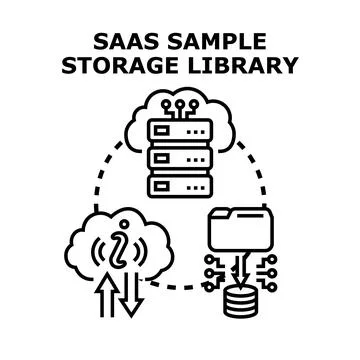 Saas sample storage library cloud computing concept Illustrazione stock