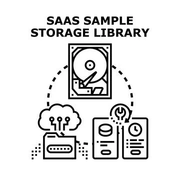 Saas sample storage library concept developing data storage solutions Ilustración de archivo