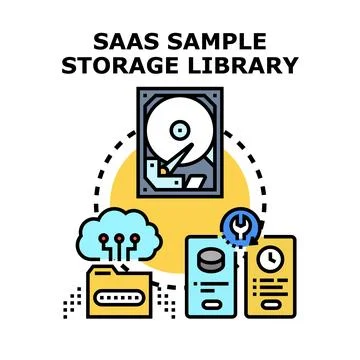 Saas sample storage library concept developing data storage solutions 库存插图