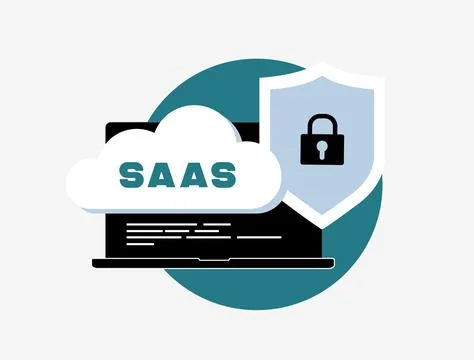 SaaS security posture management enhances cloud application protection through Stock Illustration