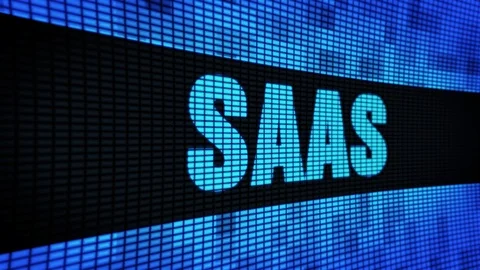 Saas Side Text Scrolling LED Wall Pannel Display Sign Board Stock Footage 107166823
