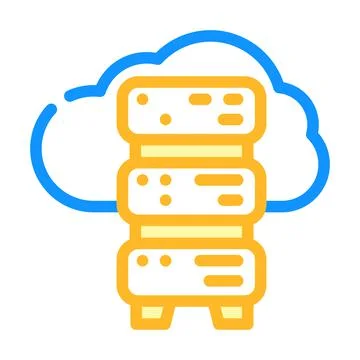 Saas software and data center color icon vector illustration Stock Illustration