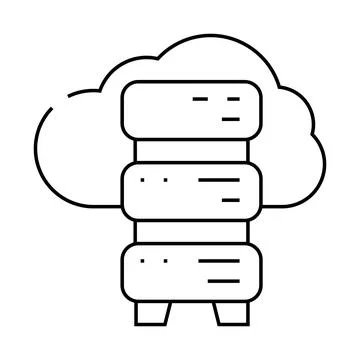 Saas software and data center line icon vector illustration Ilustración de archivo