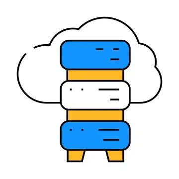 Saas software and data center icon color illustration Stock Illustration