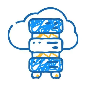 Saas software and data center icon doodle illustration Ilustração Stock