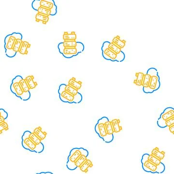 Saas software and data center vector seamless pattern Stock Illustration