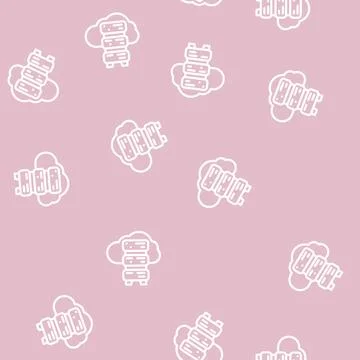 Saas software and data center line vector seamless pattern Stock Illustration