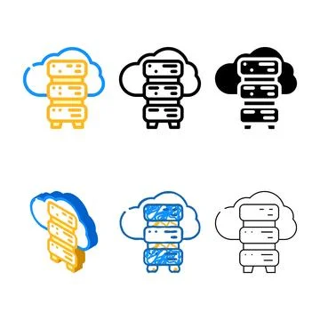 Saas software and data center color icon vector multistyle Stock Illustration