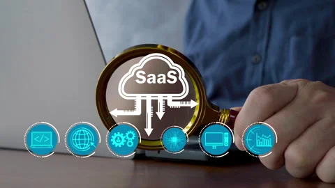 SaaS software as a service concept with cloud computing icons, digital trans Stock Footage 317500274