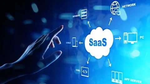 SaaS - Software as a service, on demand. Internet and technology concept on Stock Photos