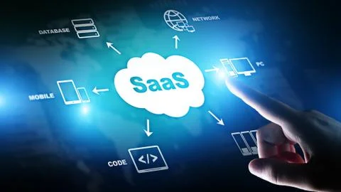 SaaS - Software as a service, on demand. Internet and technology concept on Stock Photos