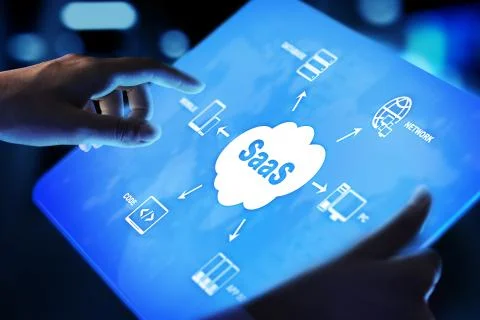SaaS - Software as a service, on demand. Internet and technology concept on Stock Photos