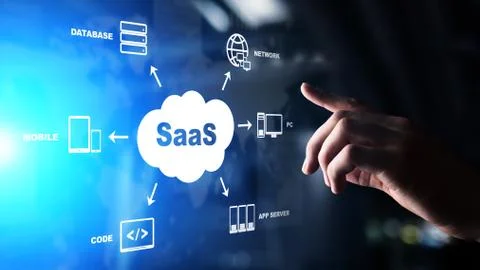 SaaS - Software as a service, on demand. Internet and technology concept on Stock Photos