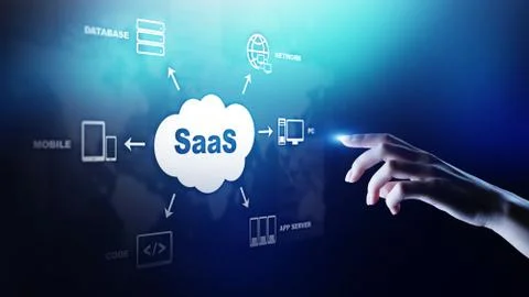 SaaS - Software as a service, on demand. Internet and technology concept on Stock Photos