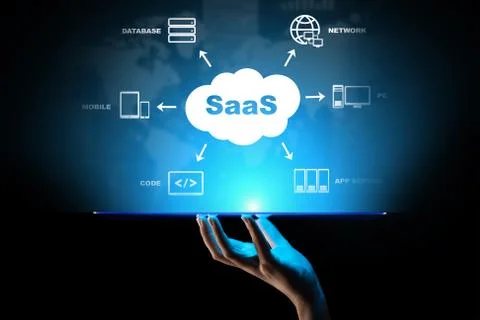 SaaS - Software as a service, on demand. Internet and technology concept on Stock Photos