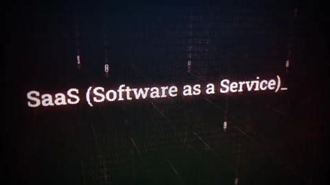 SaaS (Software as a Service) on digital screen message on computer screens V Stock Footage 317004719