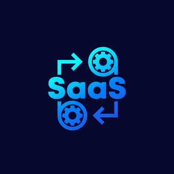 Saas, Software as a service icon with gears Stock Illustration
