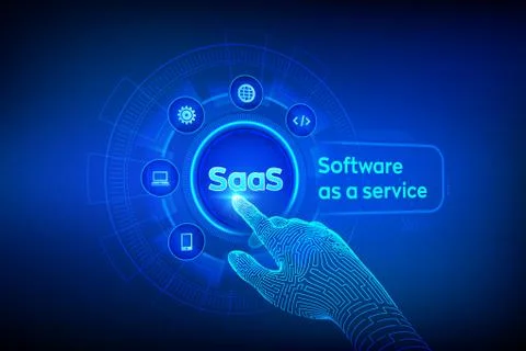 SaaS. Software as a service. Internet and technology concept on virtual scree イラスト素材