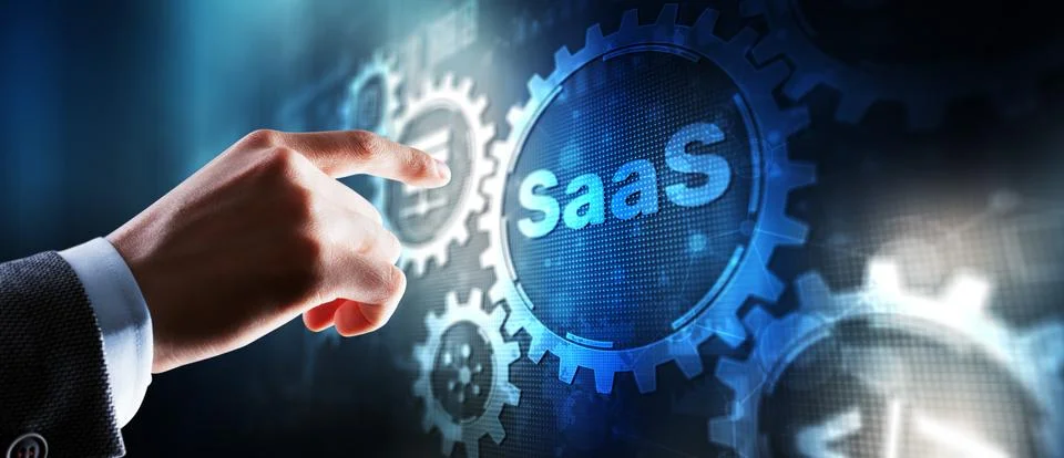 SaaS. Software as a service. Internet technology concept Stock Photos