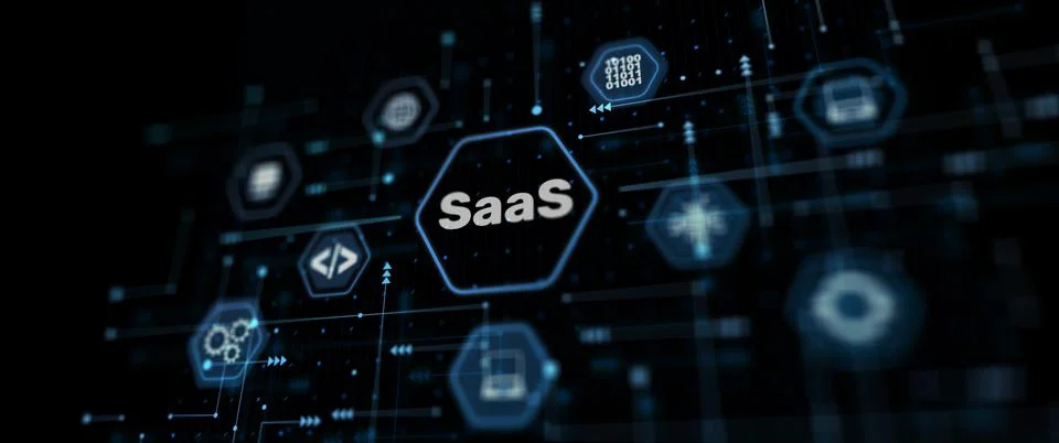 SaaS, Software as a Service. Networking Technology Internet concept Ilustração Stock