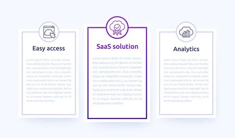 SaaS solutions, cloud services banners with icons Stock Illustration