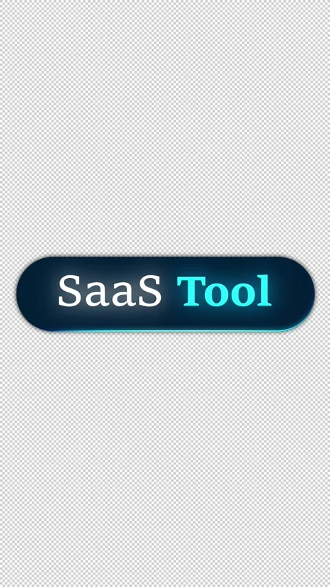 SaaS Tool Text On Futuristic Glowing Button Over Blue Digital Vertical Alpha Stock Footage 332987496