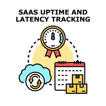 Saas uptime and latency tracking concept illustrating service monitoring Stock Illustration