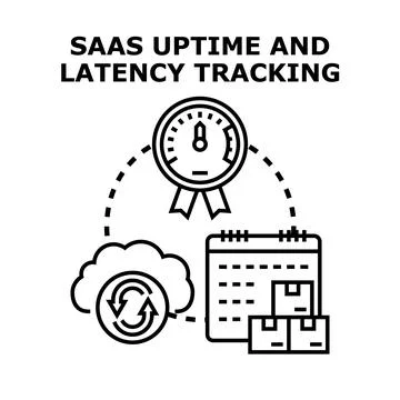 Saas uptime and latency tracking concept illustrating service monitoring Stock Illustration