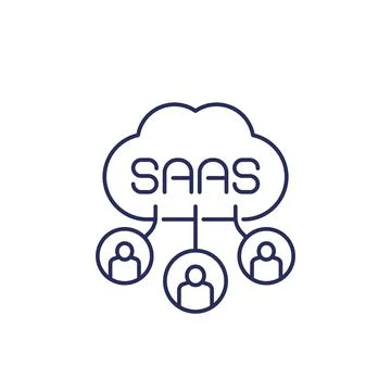 Saas users line icon, Software as a service vector Stock Illustration